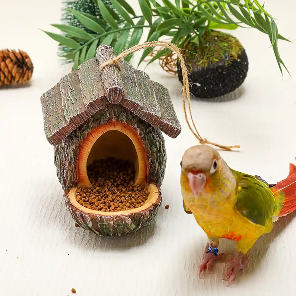 Resin Bird Feeder Bird Nest Pendant Handmade Tree Trunk Garden Decor - Image 8