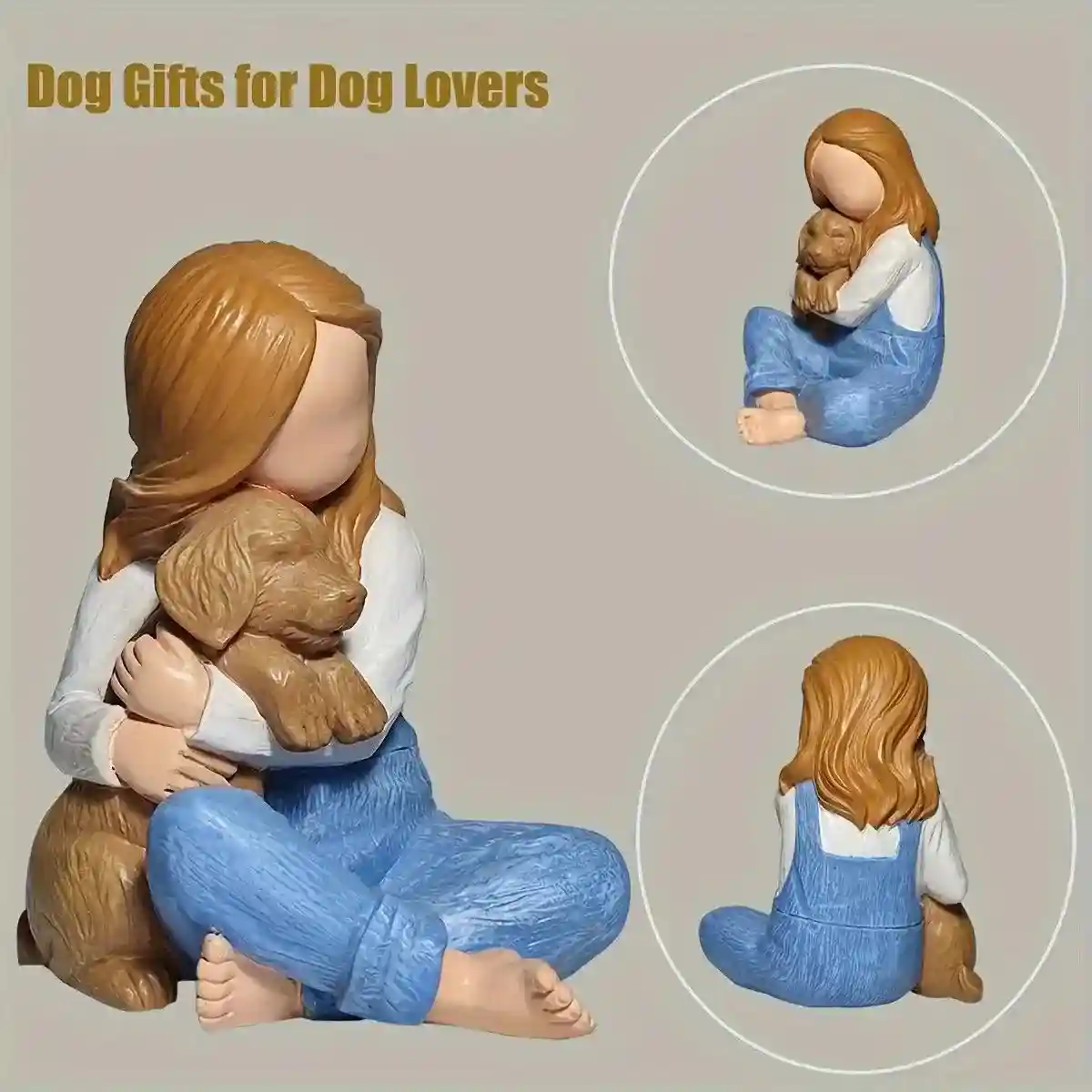 Resin Dog and Little Girl Figurine Heartwarming Sculpture - Image 4