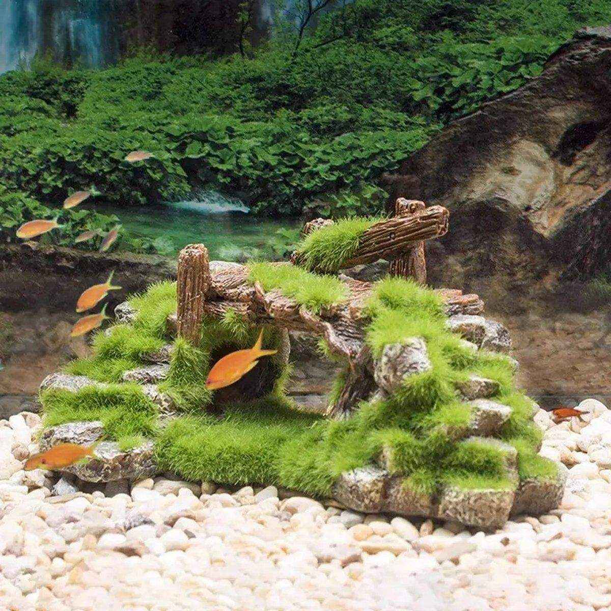 Resin Moss Bridge Decoration Natural Aquarium Ornament for Fish & Turtle Tanks - Image 11