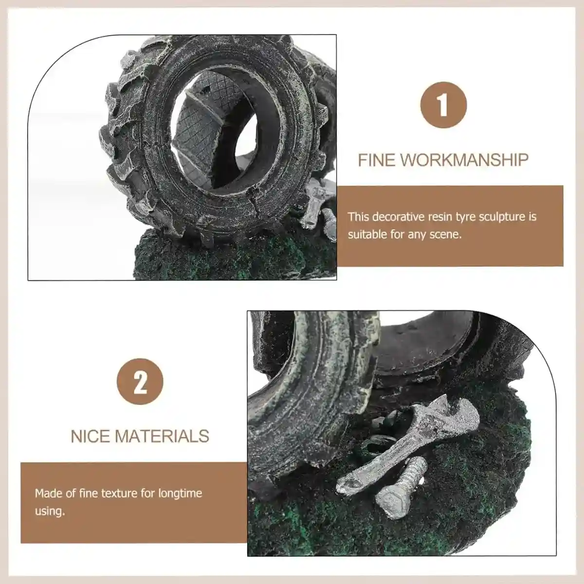 Vintage Resin Tire Ornament for Fish Tanks – Aquarium Decoration - Image 6