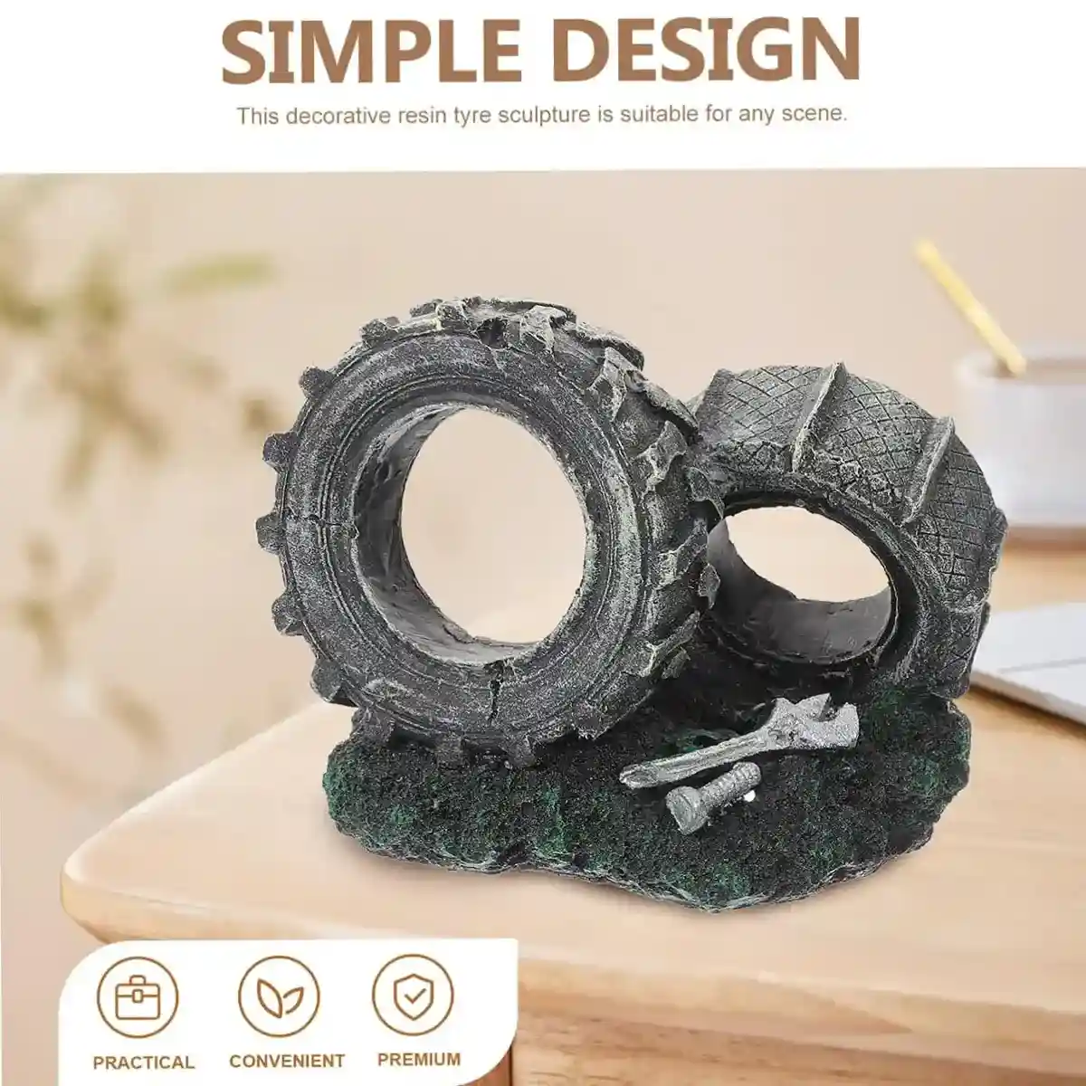 Vintage Resin Tire Ornament for Fish Tanks – Aquarium Decoration - Image 8