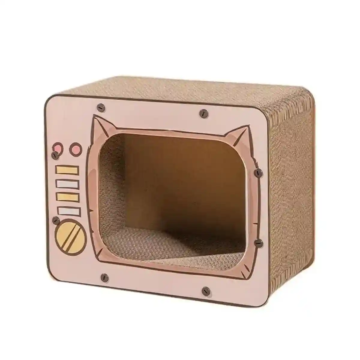 Retro TV Style Lounger with Cardboard Cat Scratcher Nest for Indoor Cats - Image 14