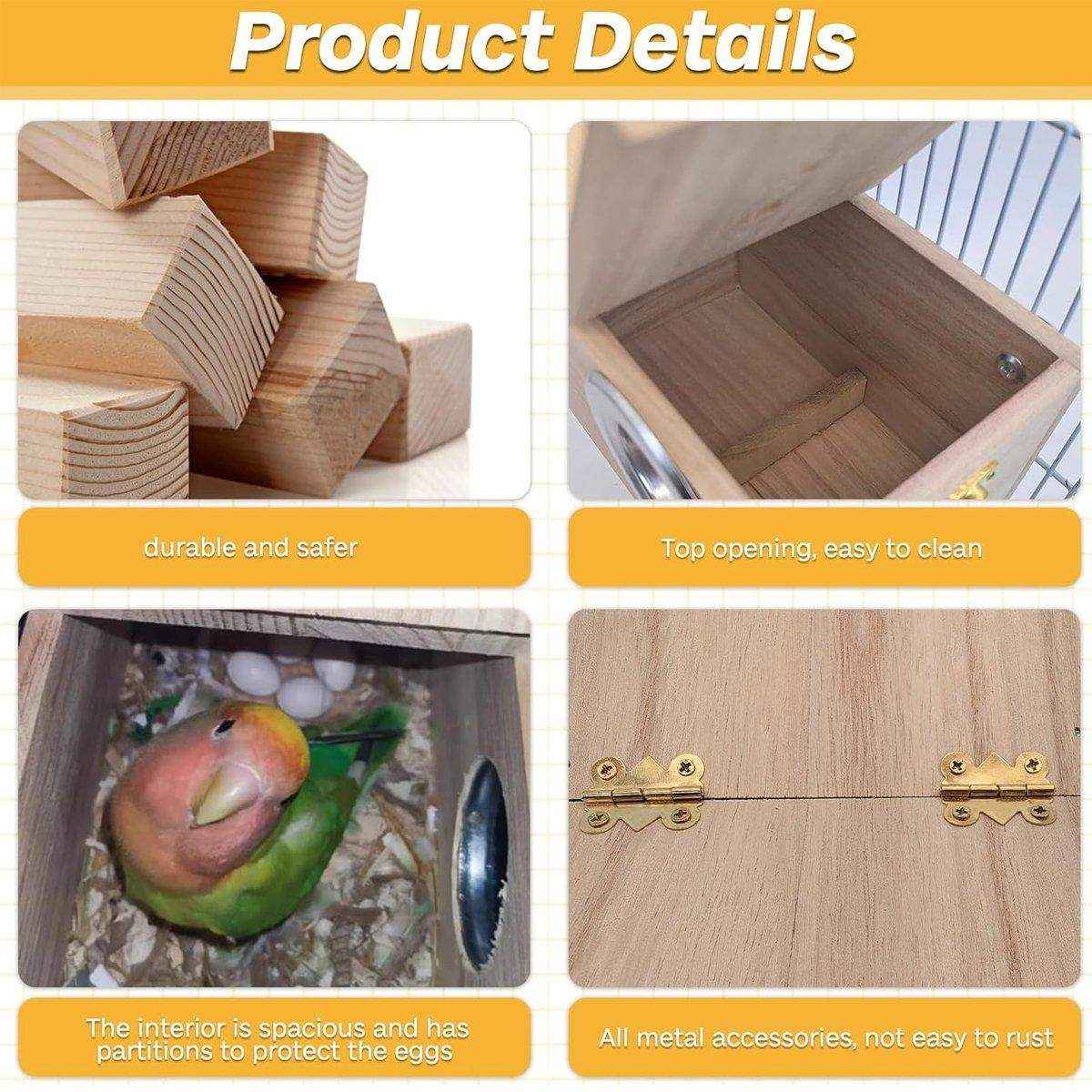 Right Opening Breeding Box Durable Wooden Nesting Box for Parrots - Image 8