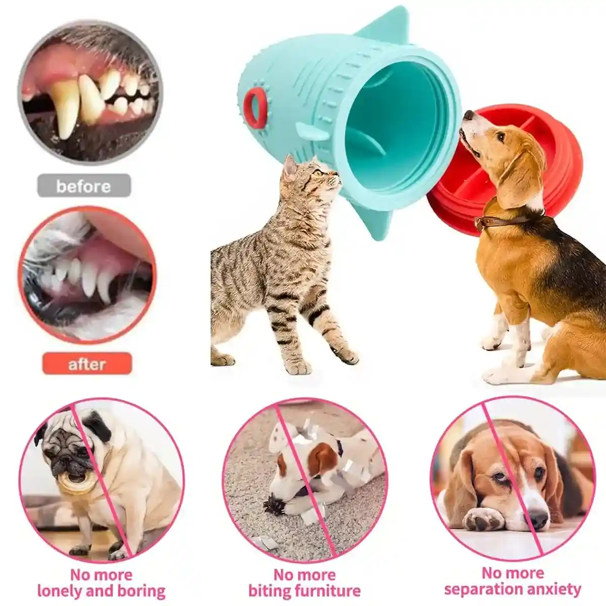 Rocket-Shaped Interactive Toy with Silicone Dog Treat Dispenser - Image 11