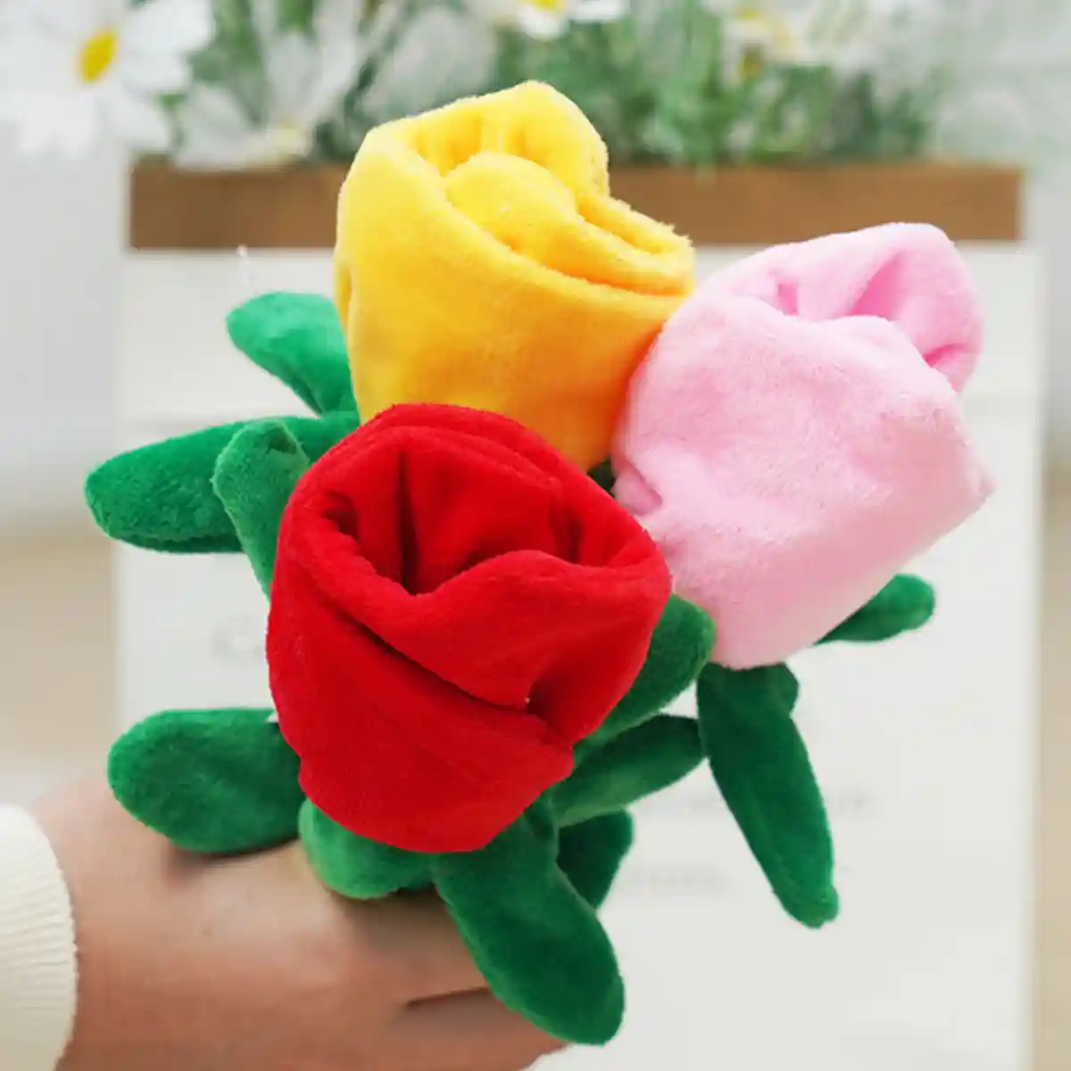 Rose Plush Dog Toy Cotton Rope Sound Paper Bite Resistant Interactive Pet Supply - Image 10