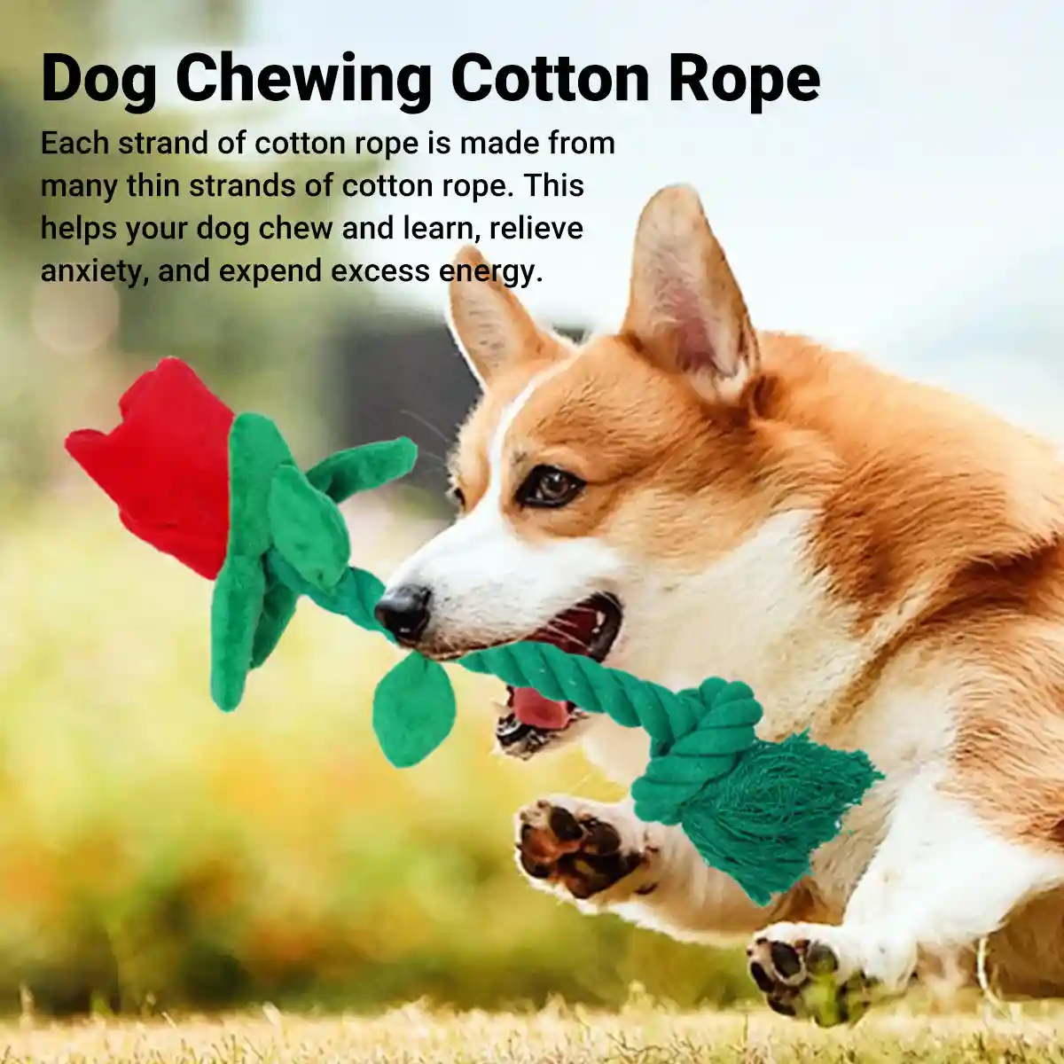 Rose Plush Dog Toy Cotton Rope Sound Paper Bite Resistant Interactive Pet Supply - Image 11