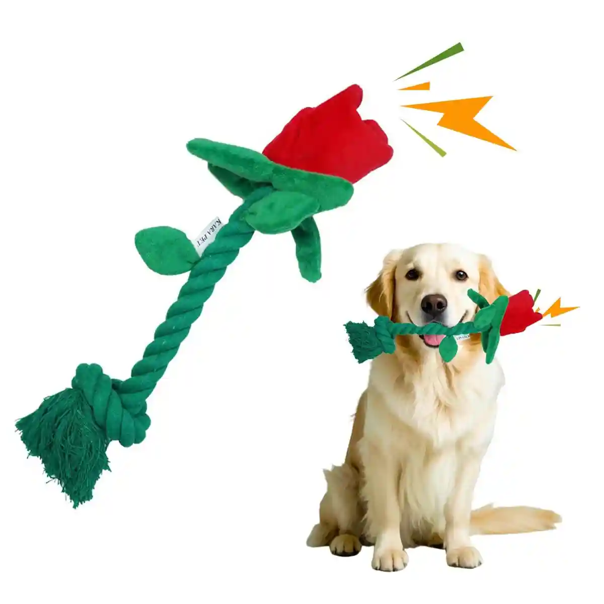 Rose Plush Dog Toy Cotton Rope Sound Paper Bite Resistant Interactive Pet Supply - Image 12