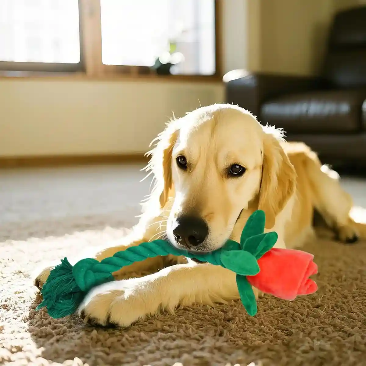 Rose Plush Dog Toy Cotton Rope Sound Paper Bite Resistant Interactive Pet Supply - Image 13