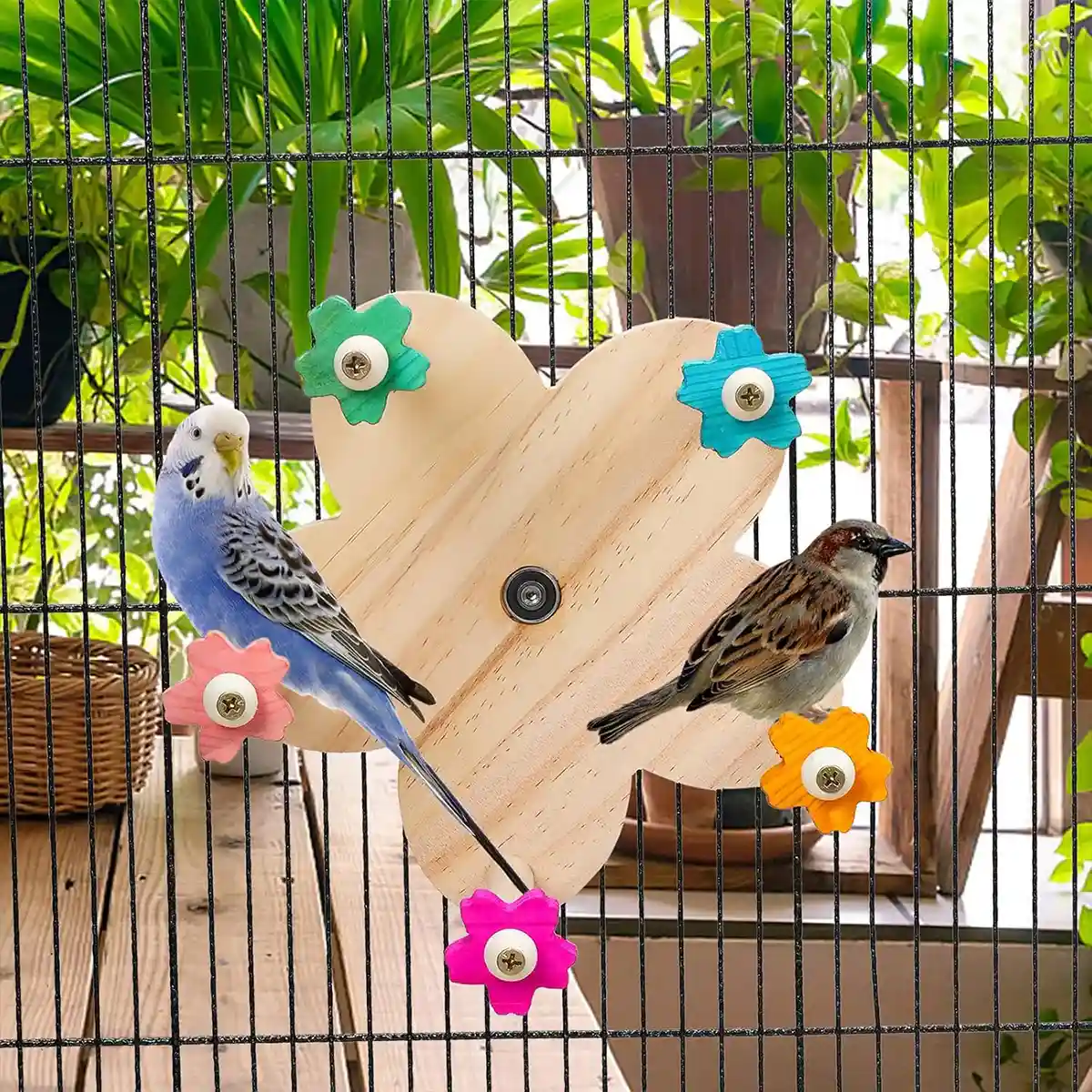 Rotatable Ferris Wheel Parrot Toy for Cage Play and Chewing - Image 12