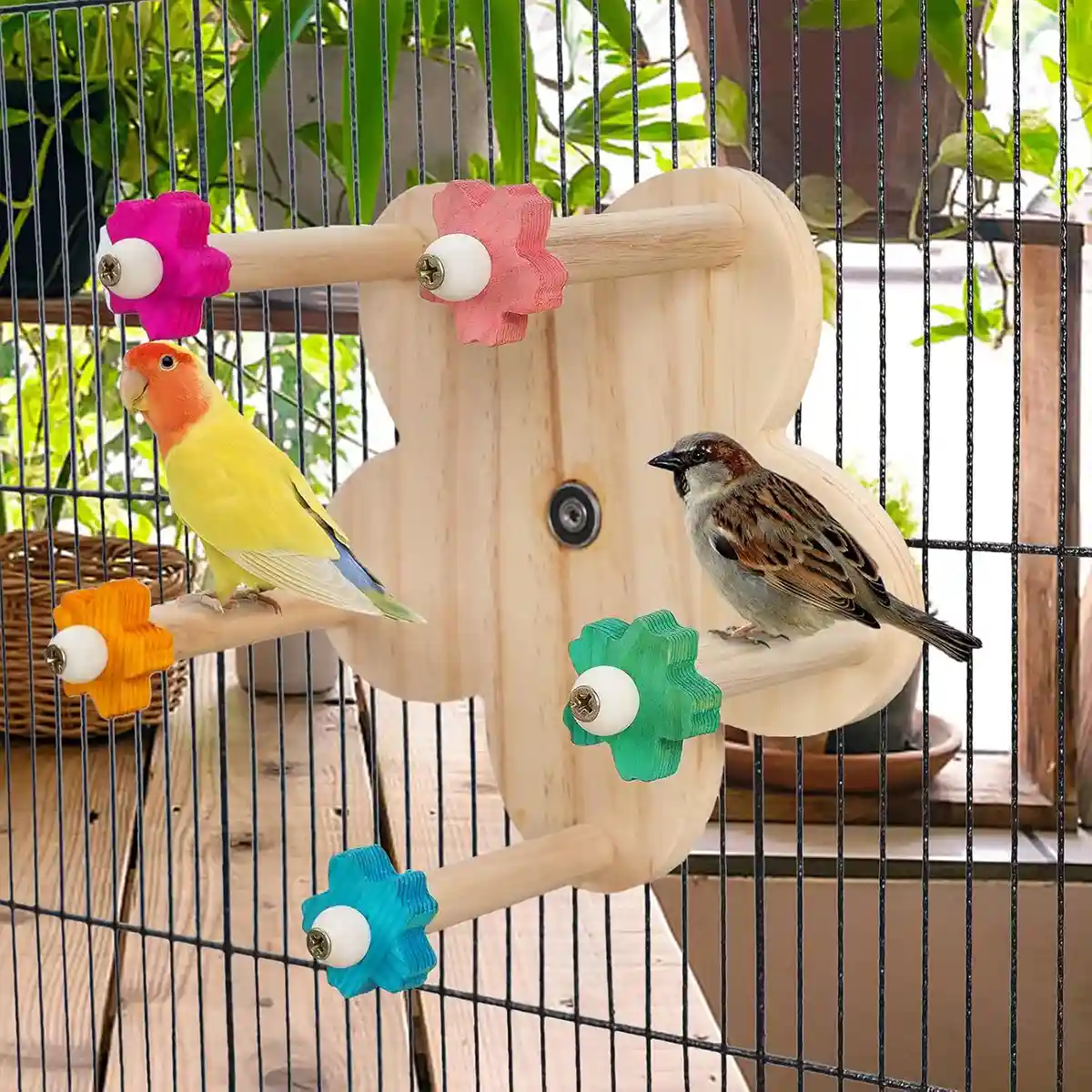 Rotatable Ferris Wheel Parrot Toy for Cage Play and Chewing - Image 13