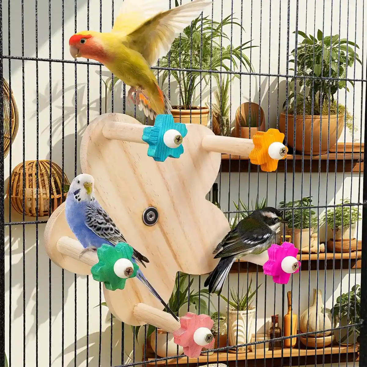 Rotatable Ferris Wheel Parrot Toy for Cage Play and Chewing - Image 14
