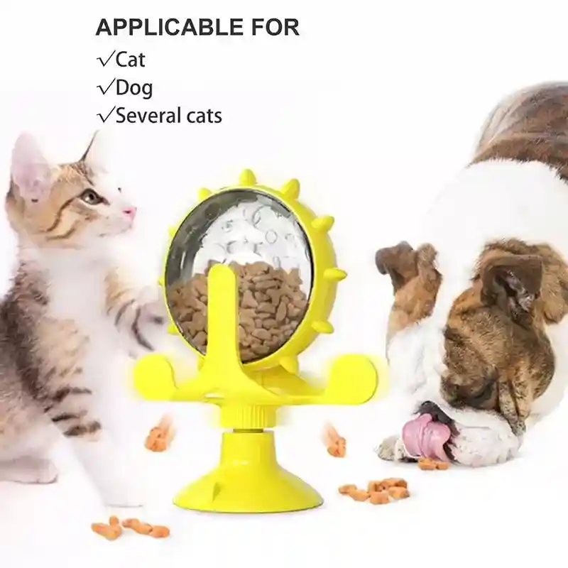 Rotating Cat Treat Dispenser Toy with Suction Cups - Image 2