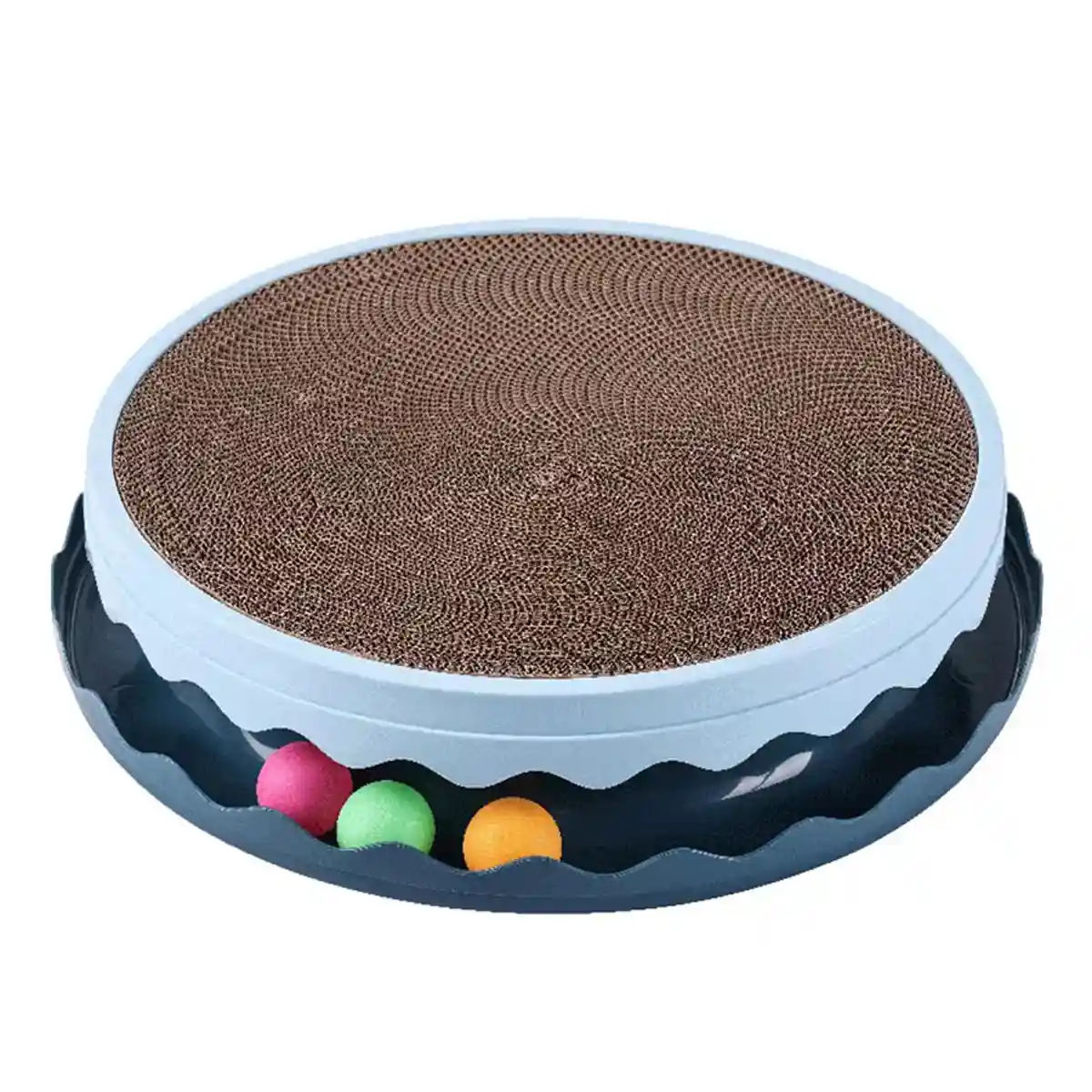 Interactive Cat Scratching Pad Round Corrugated Play Toy with Balls - Image 13