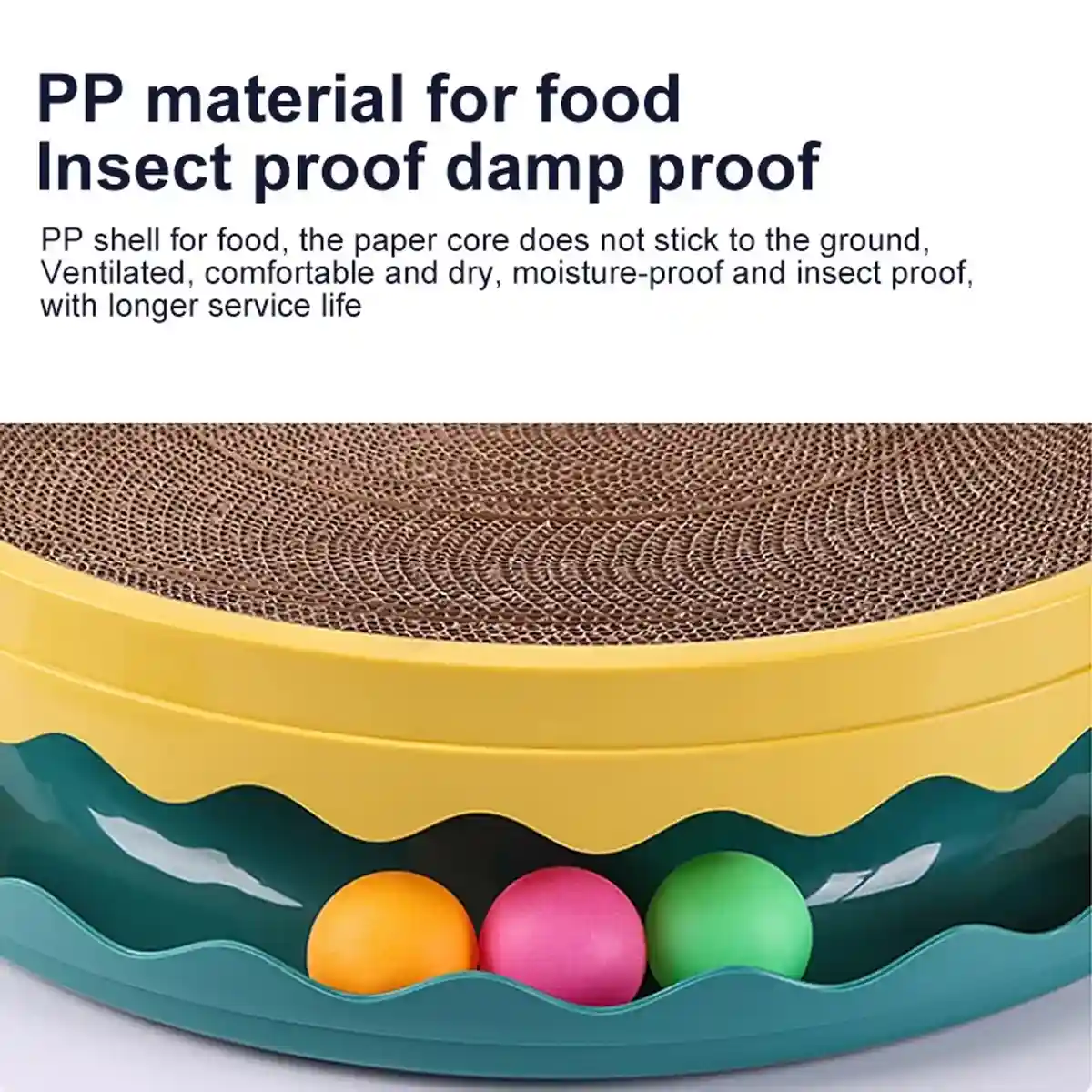 Interactive Cat Scratching Pad Round Corrugated Play Toy with Balls - Image 3