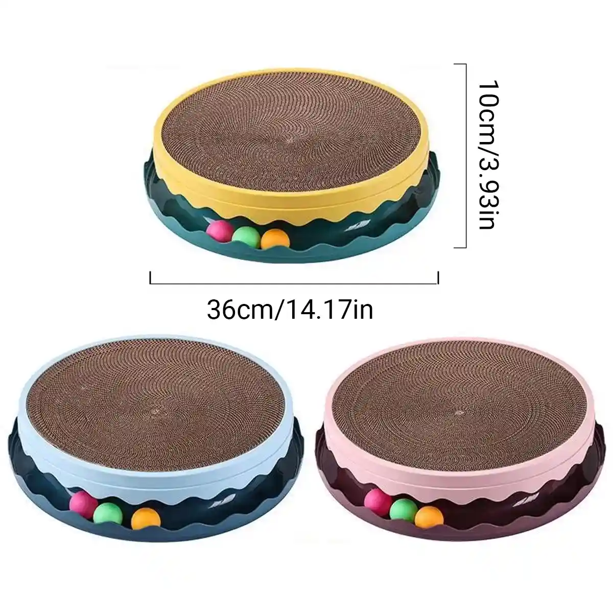 Interactive Cat Scratching Pad Round Corrugated Play Toy with Balls - Image 4