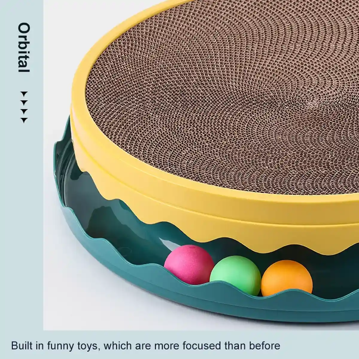 Interactive Cat Scratching Pad Round Corrugated Play Toy with Balls - Image 9