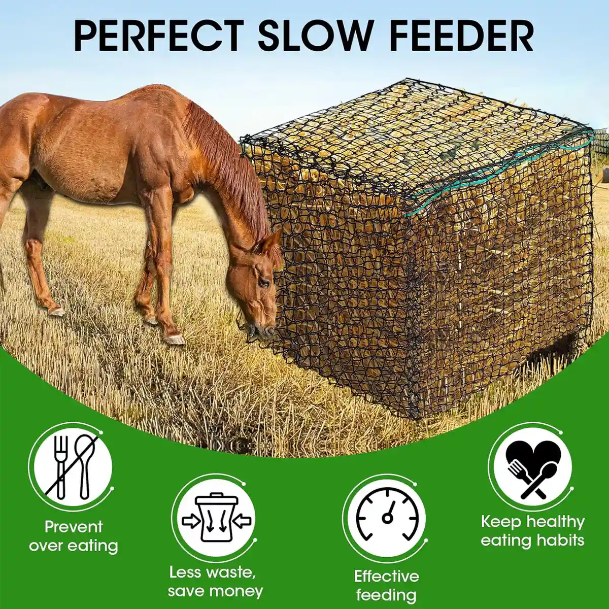 Round Hay Bag 4×4×4FT Large Slow Feeder for Horses Cattle & Livestock - Image 9