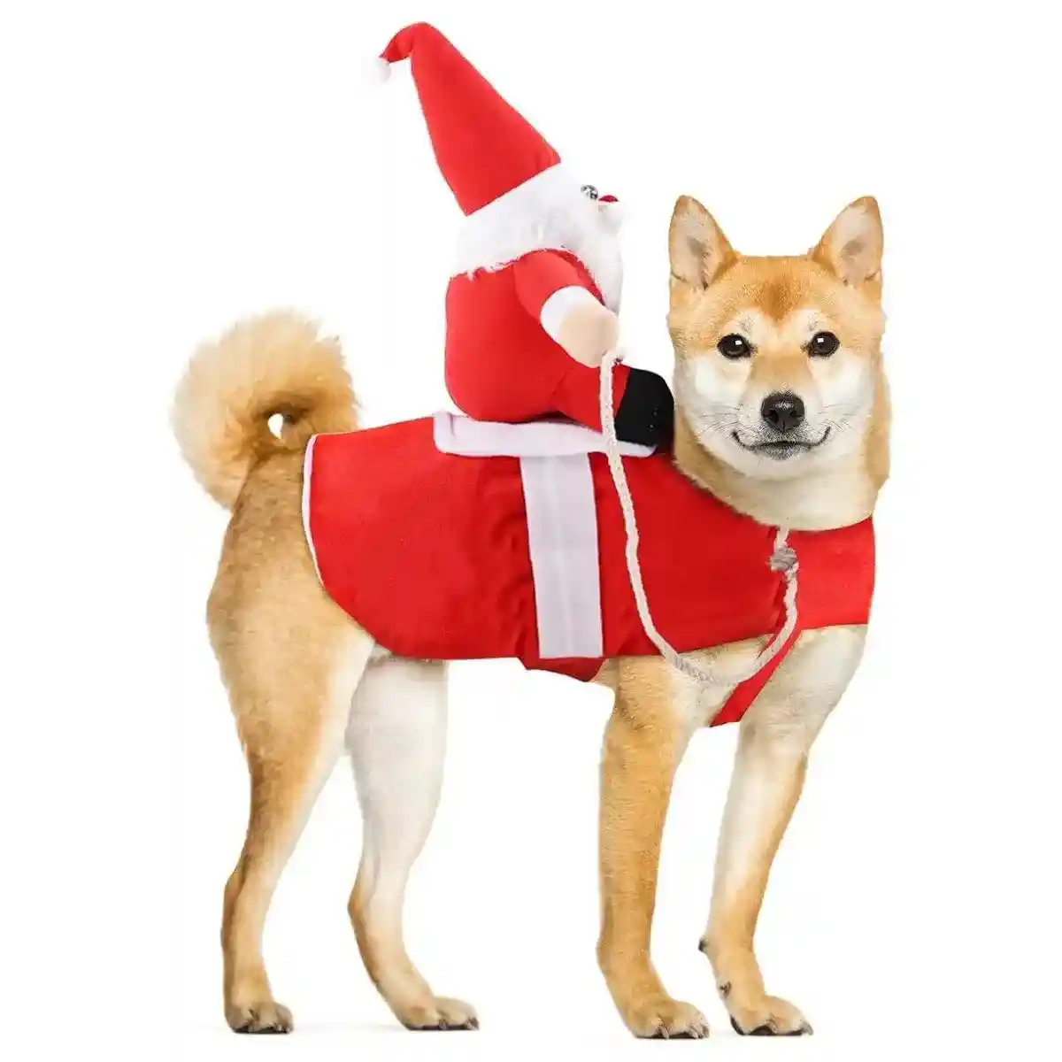 Santa Claus Pet Costume Dog Cat Funny Riding Suit Christmas Holiday Outfit Wear - Image 13