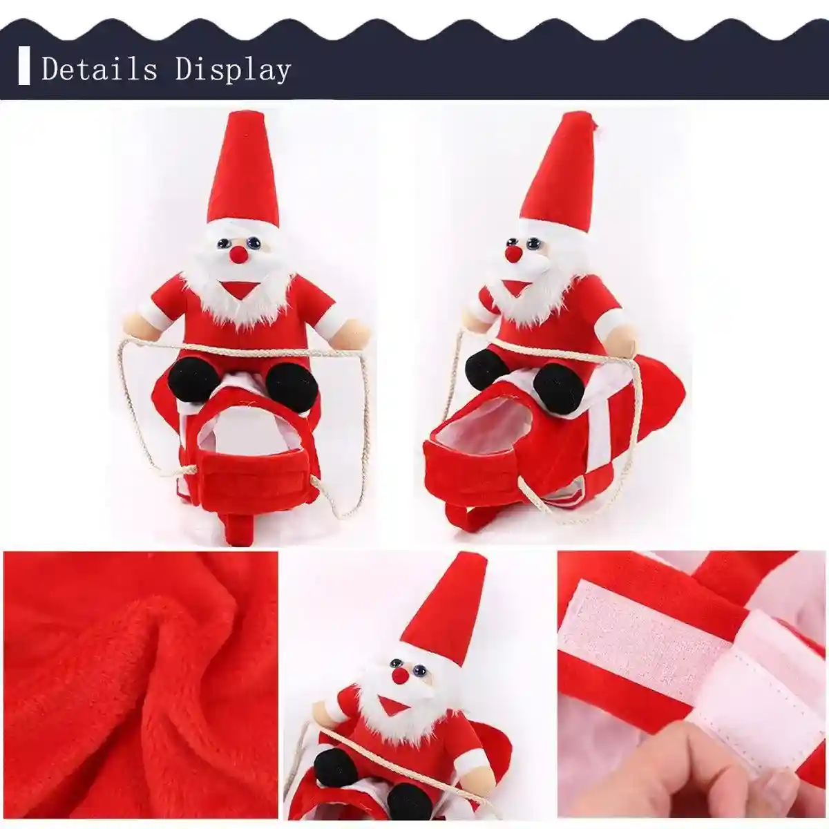 Santa Claus Pet Costume Dog Cat Funny Riding Suit Christmas Holiday Outfit Wear - Image 4