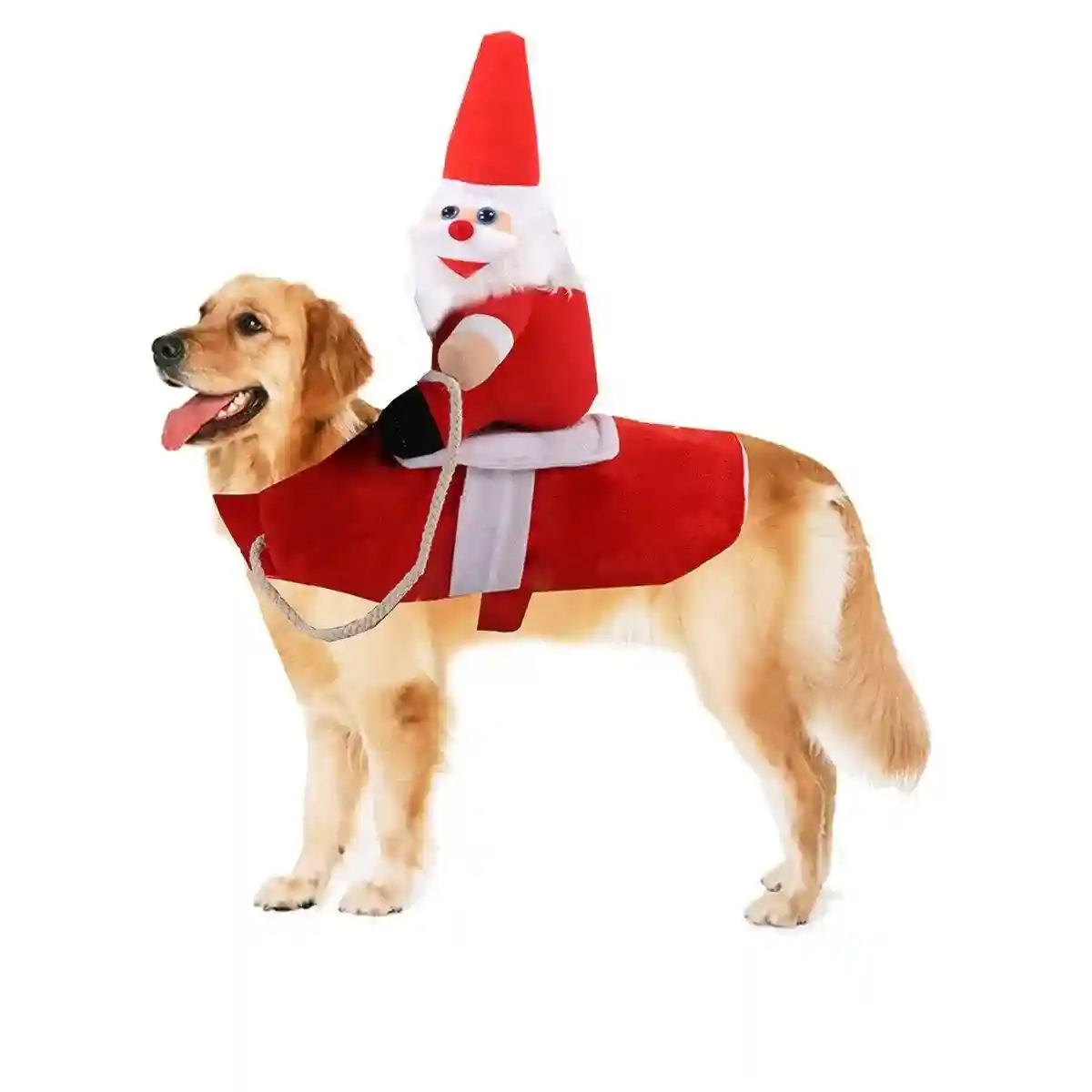 Santa Claus Pet Costume Dog Cat Funny Riding Suit Christmas Holiday Outfit Wear - Image 5