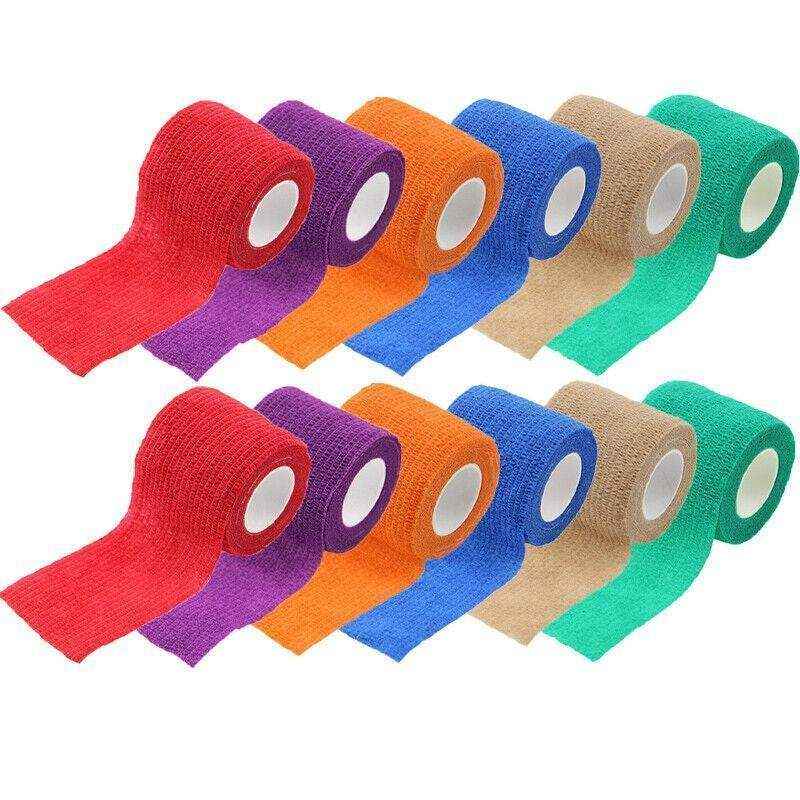 12x Self-Adhesive Pet Wrap Bandage Colourful
