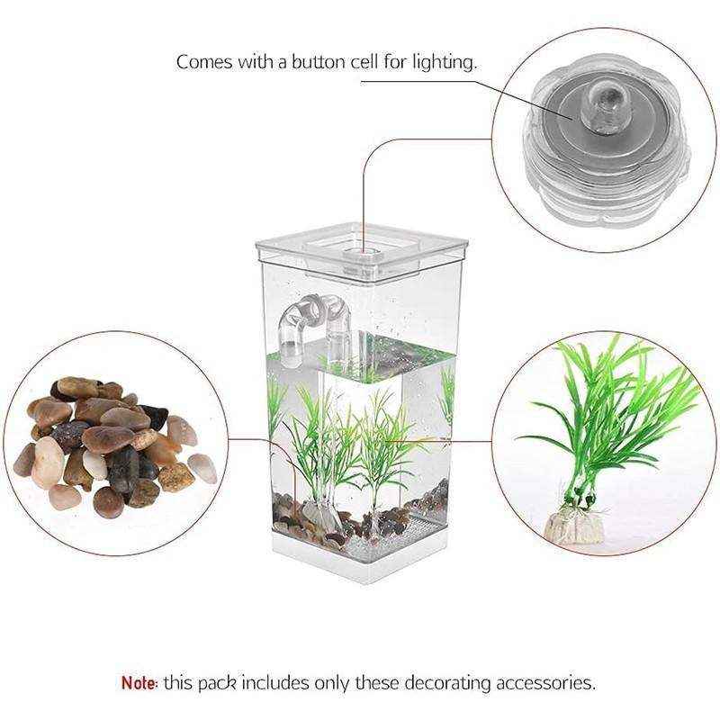 Stylish Self-Cleaning Mini Fish Tank with LED Light - Image 9
