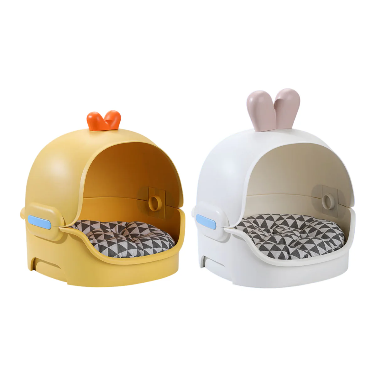 Semi-Enclosed Cat Bed With Cushion Duck Or Rabbit Design - Image 3