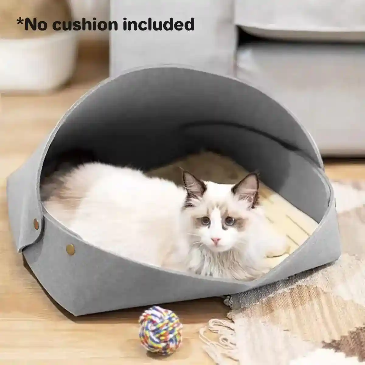 Semi-Enclosed Felt Cat Bed Comfortable & Stylish Cat Nest 3 Colors - Image 4