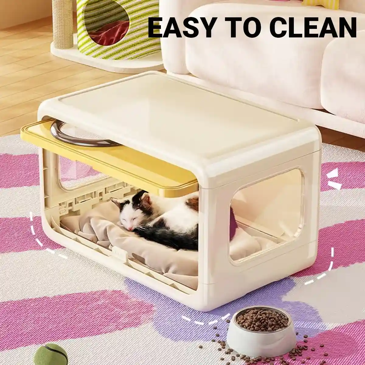 Semi-Enclosed Pet Nest Foldable Cat House With Retractable Lid - Image 7