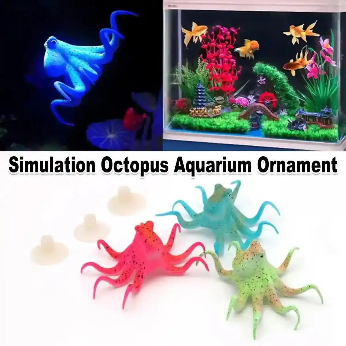 Simulation Octopus Aquarium Ornament Vibrant Fluorescent Fish Tank Decoration - Image 2