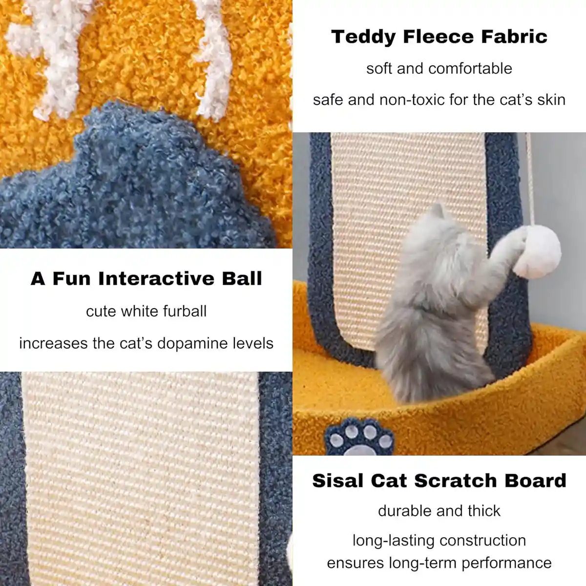 Sisal Cat Climbing Frame with Bed and Interactive Toy Ball - Image 11