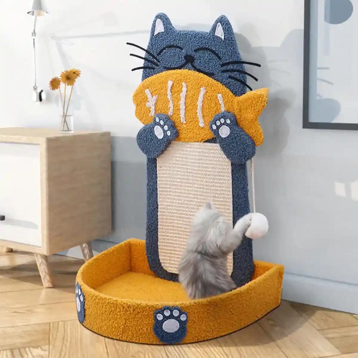 Sisal Cat Climbing Frame with Bed and Interactive Toy Ball - Image 5
