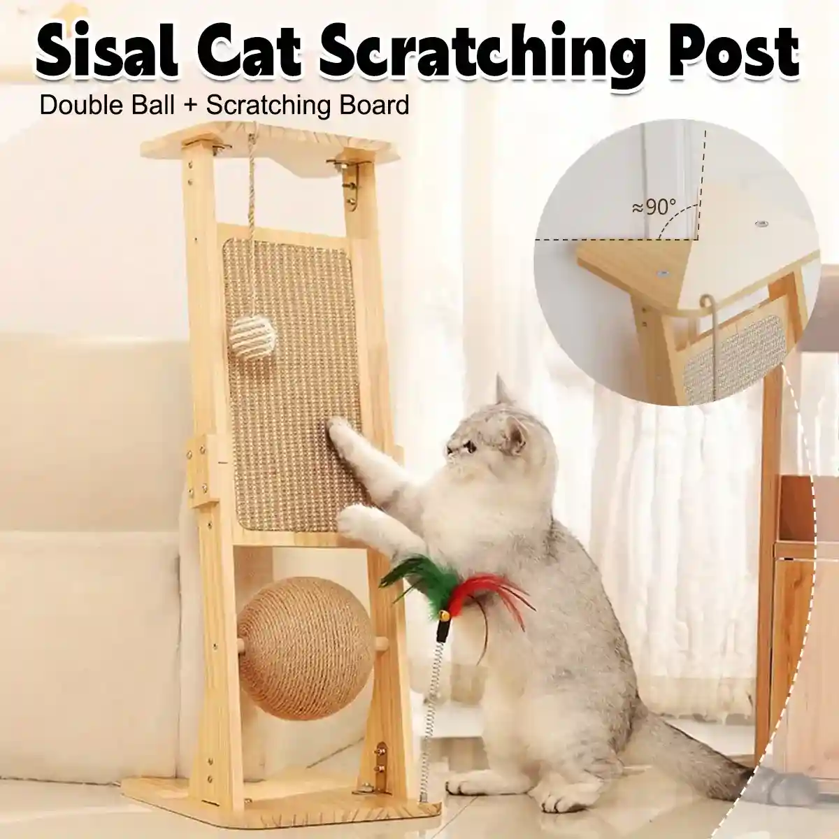 Vertical Play Tower with Sisal Cat Scratching Post and Toys