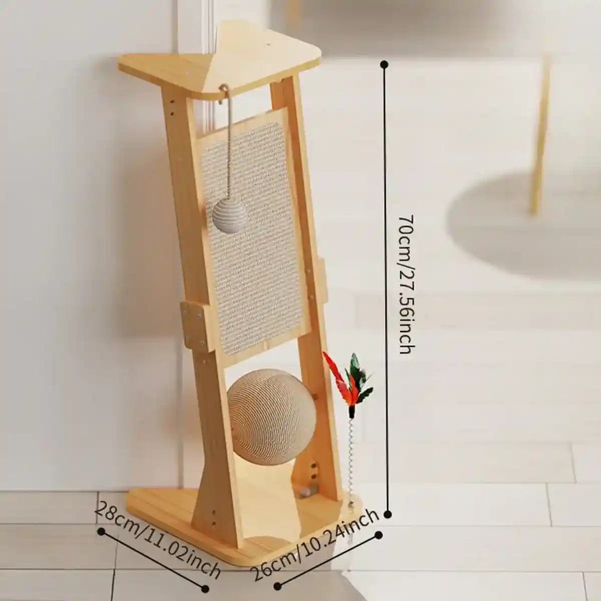 Vertical Play Tower with Sisal Cat Scratching Post and Toys - Image 9