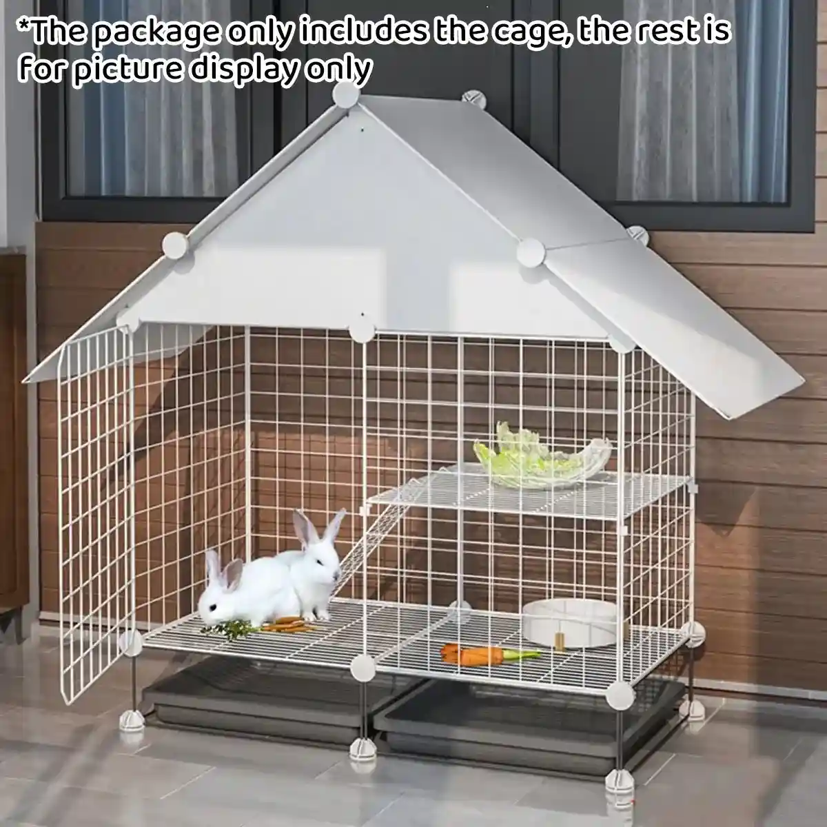 Small Pet Double Villa Cage Two-Tier Metal Habitat for Rabbits - Image 15