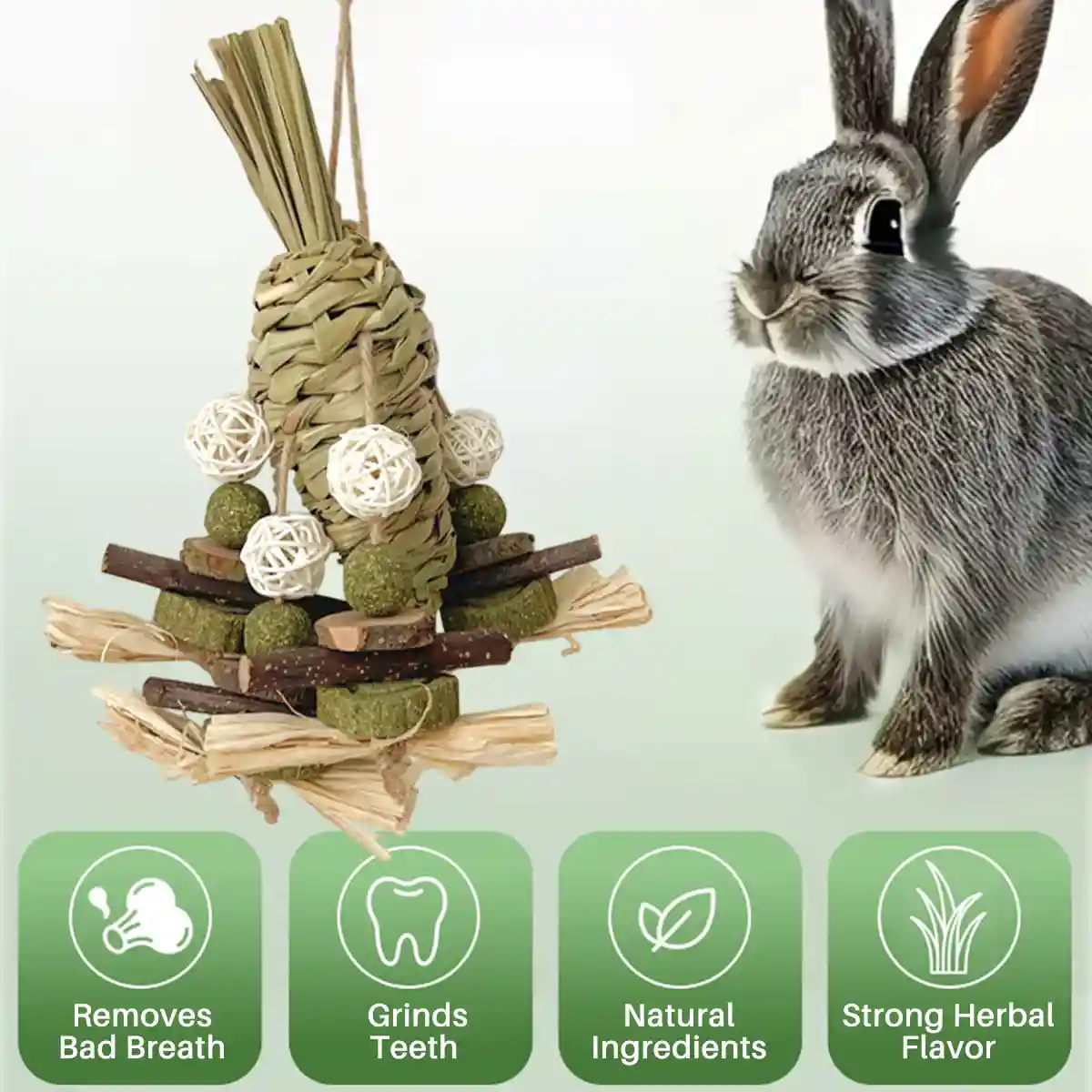 Small Pet Chew Toy Apple Branch & Carrot Cake Molar Treat for Rabbits & Hamsters - Image 6