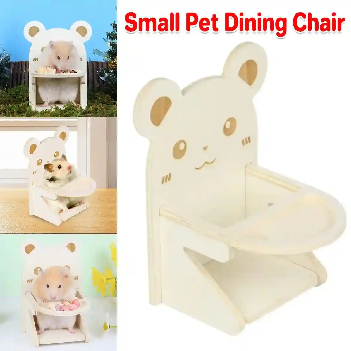 Small Pet Dining Chair for Hamsters & Small Pets Wooden Feeding Chair - Image 2