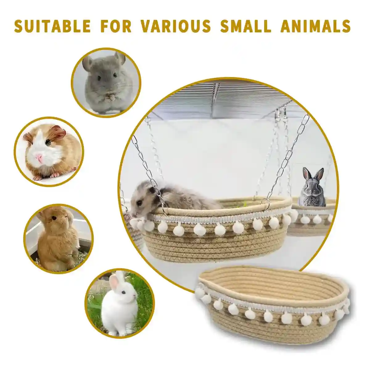 Small Pet Hammock Hanging Bed for Hamsters and Rabbits - Image 8