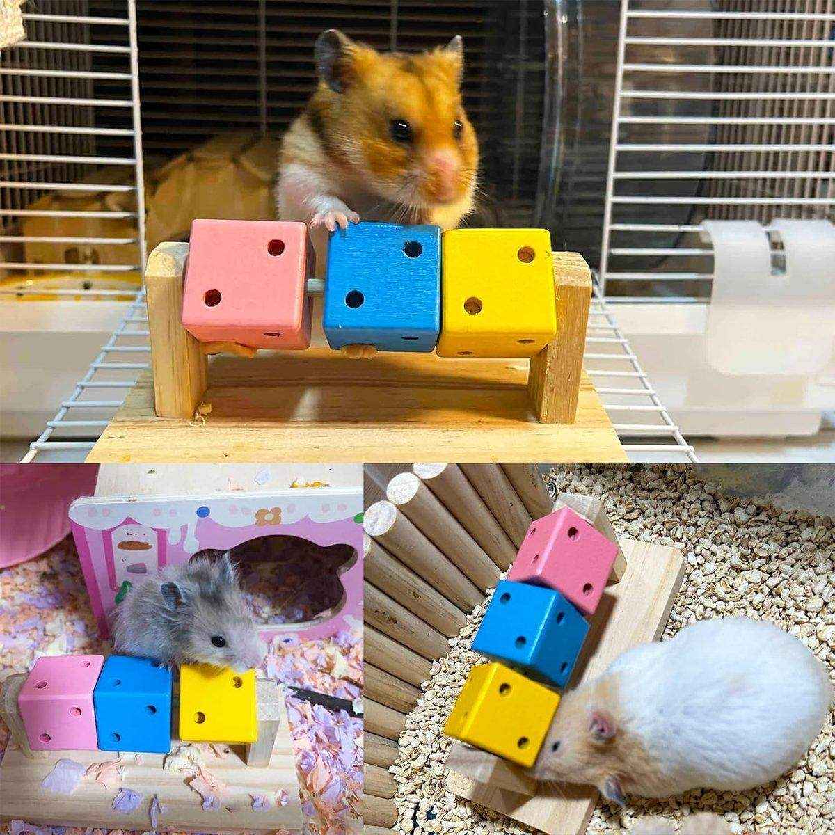 Wooden Chew Toy with Colorful Blocks Small Pet Toys - Image 20