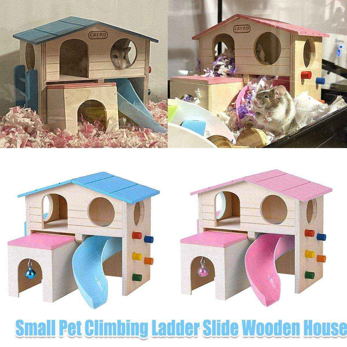 Small Pet Wooden House with Slide & Ladder