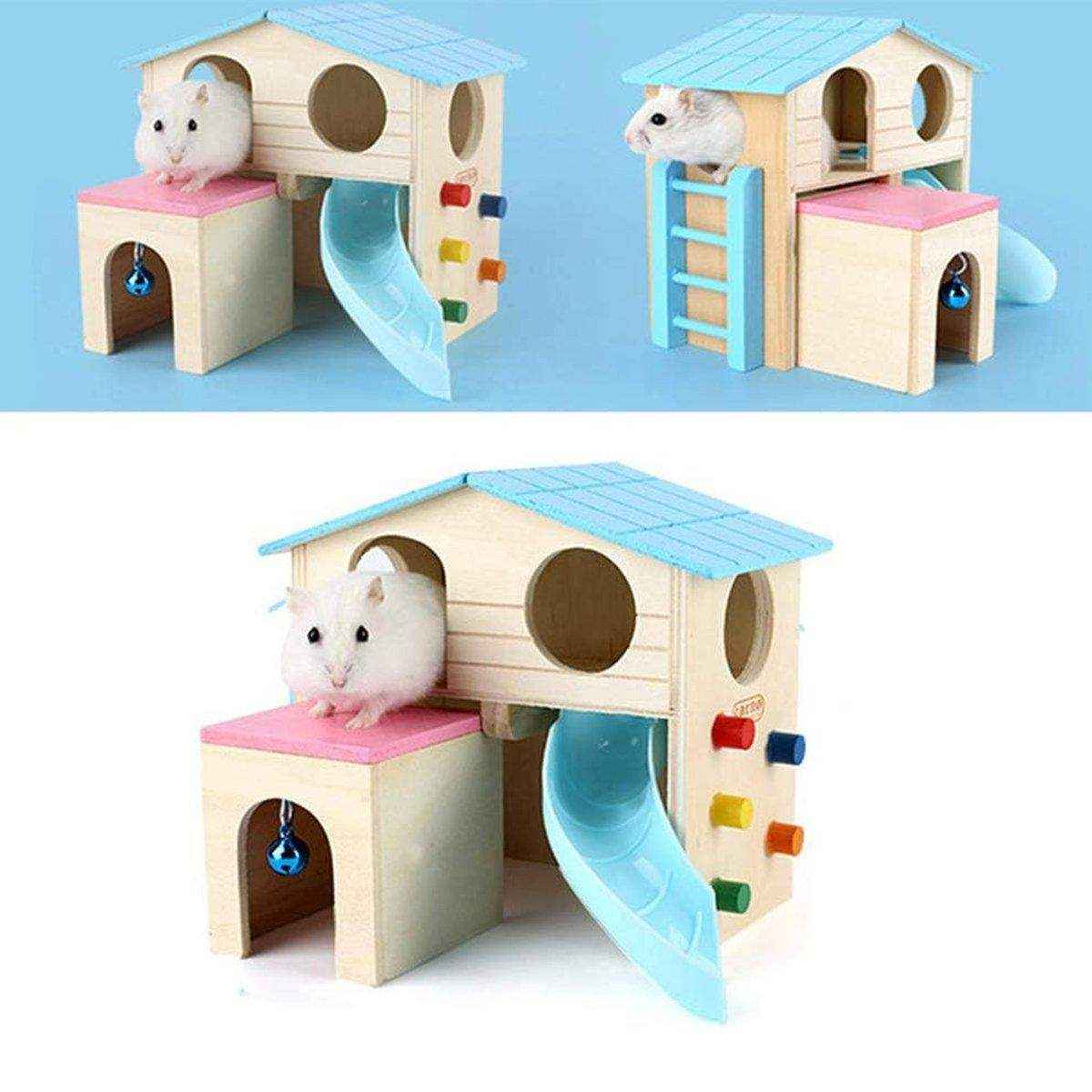 Small Pet Wooden House with Slide & Ladder - Image 10
