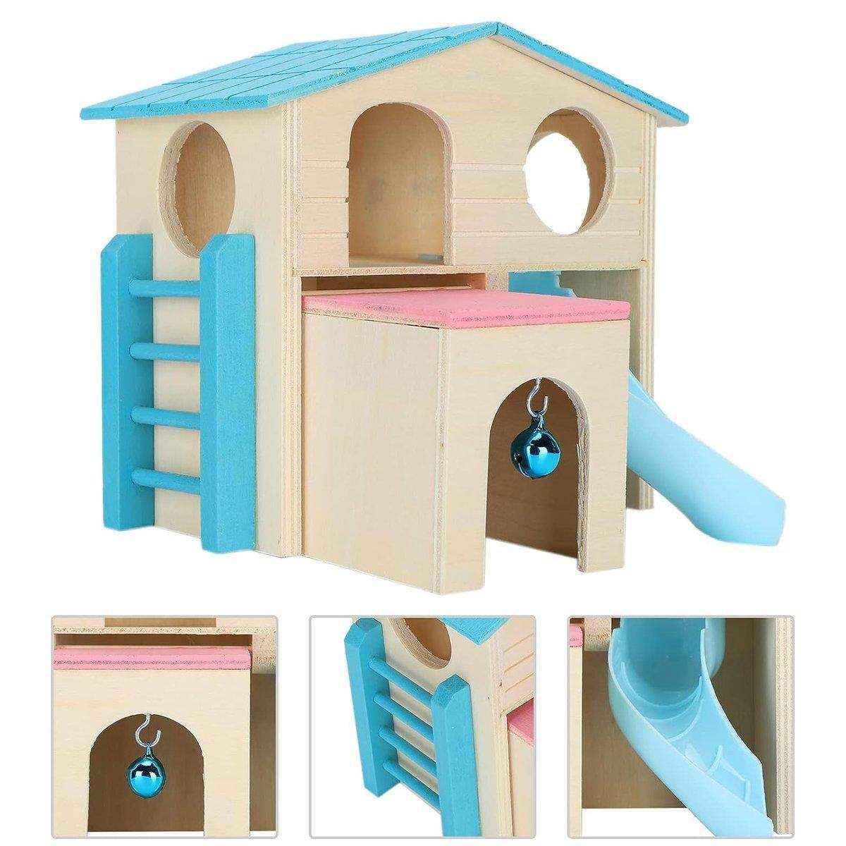 Small Pet Wooden House with Slide & Ladder - Image 12