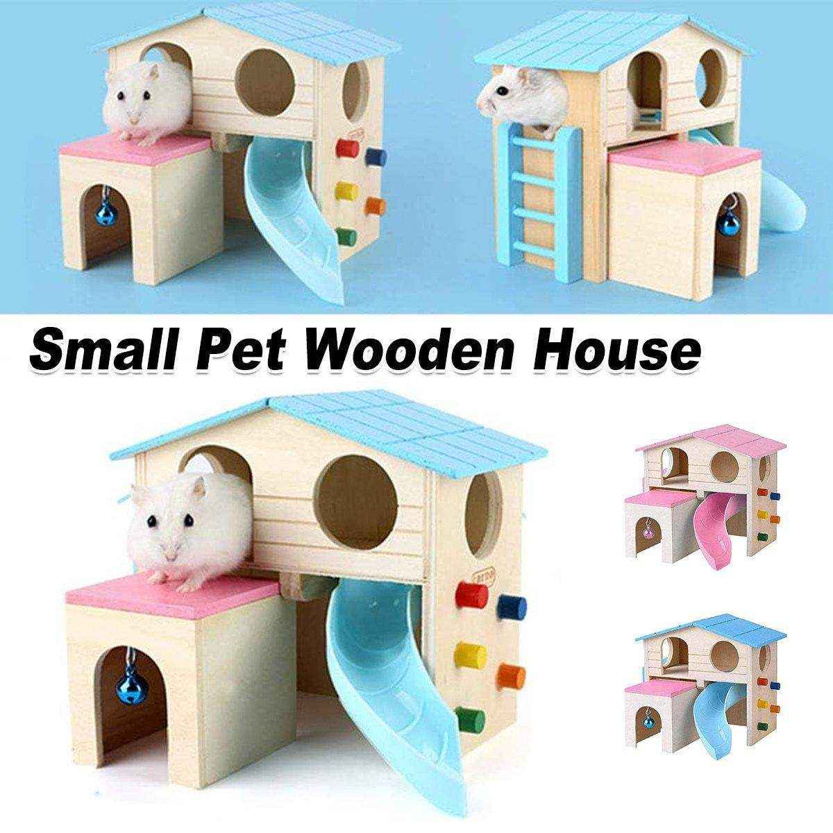 Small Pet Wooden House with Slide & Ladder - Image 2