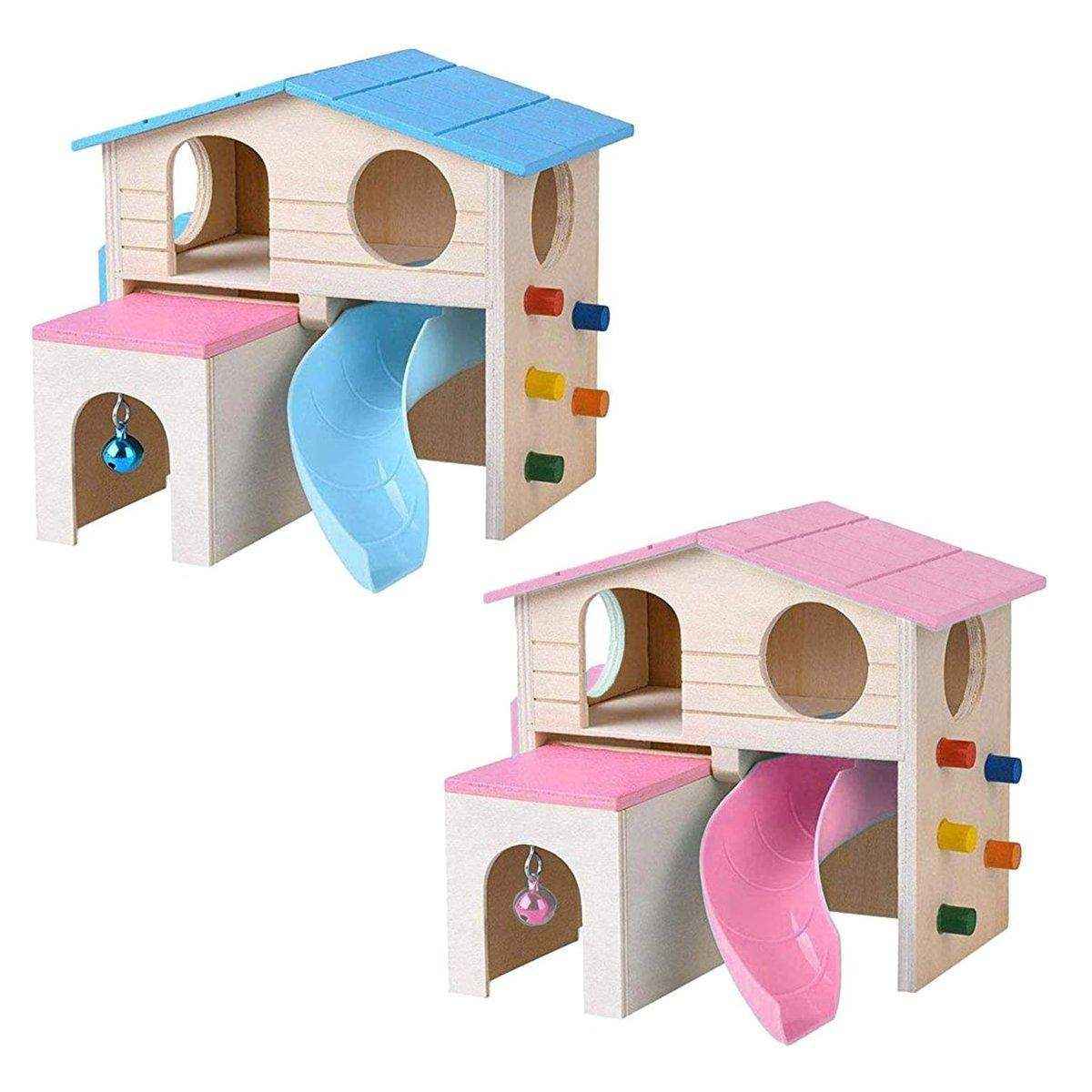 Small Pet Wooden House with Slide & Ladder - Image 3