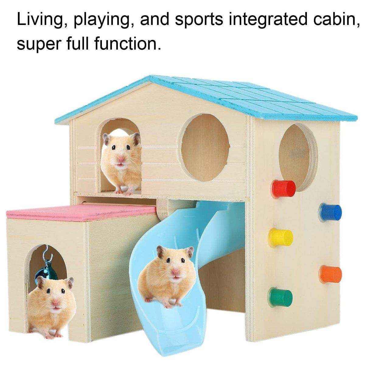 Small Pet Wooden House with Slide & Ladder - Image 4
