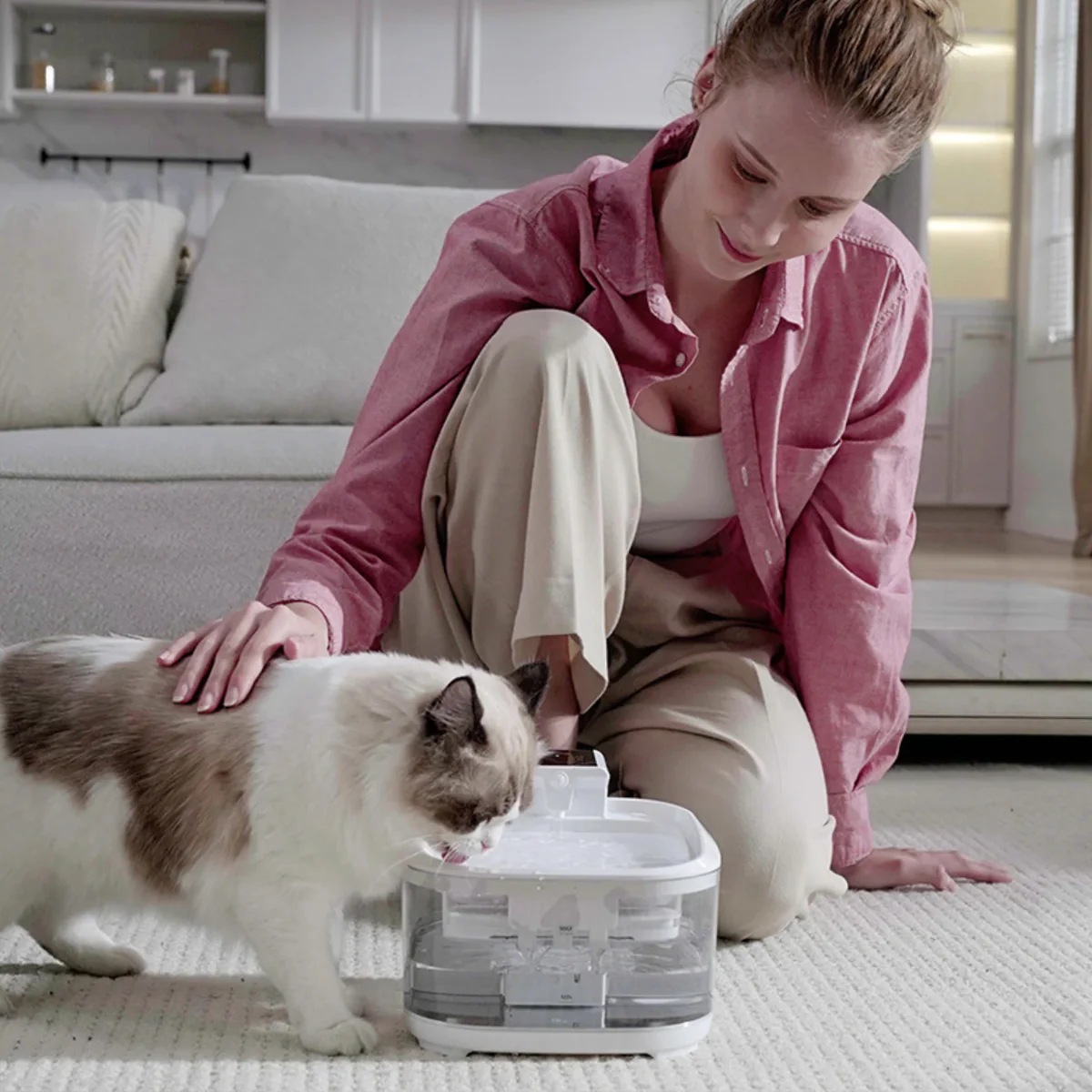 Smart Pet Water Fountain with Stainless Steel Tray - Image 11