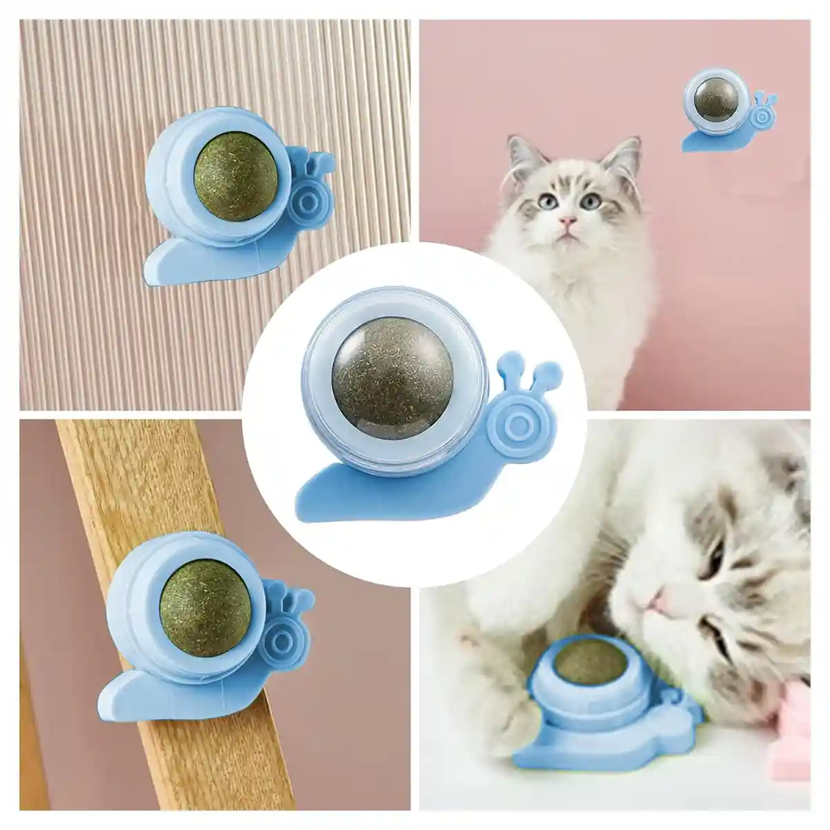 Snail Shape Catnip Toy Set With Adhesive Back and Mint Ball - Image 13
