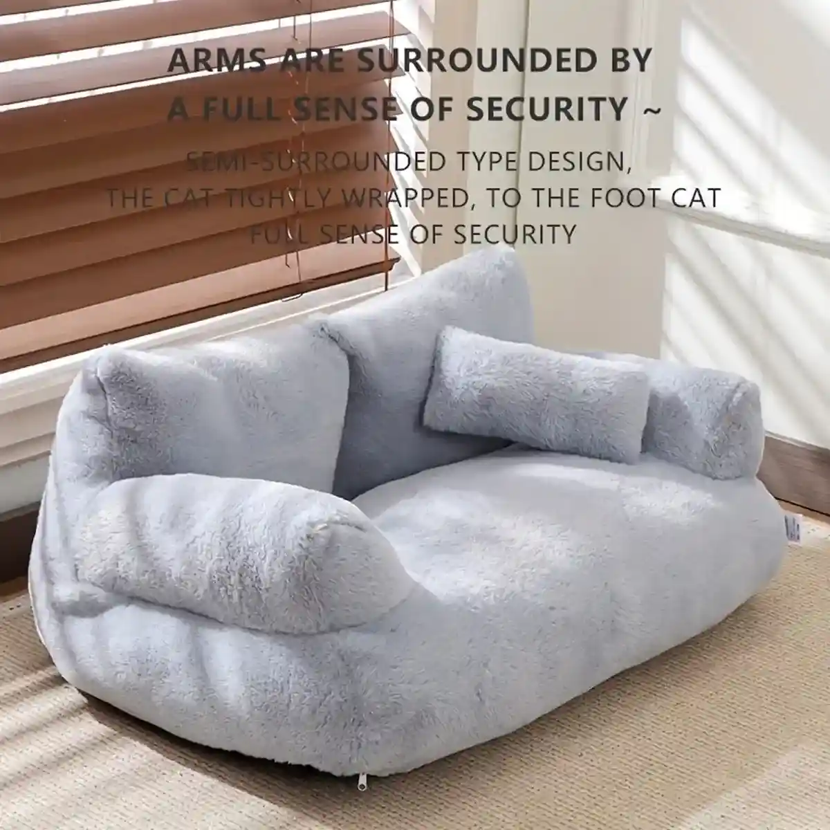 Plush Sofa Cat Bed for Indoor Pets Comfy Nest for Cats & Small Dogs - Image 11