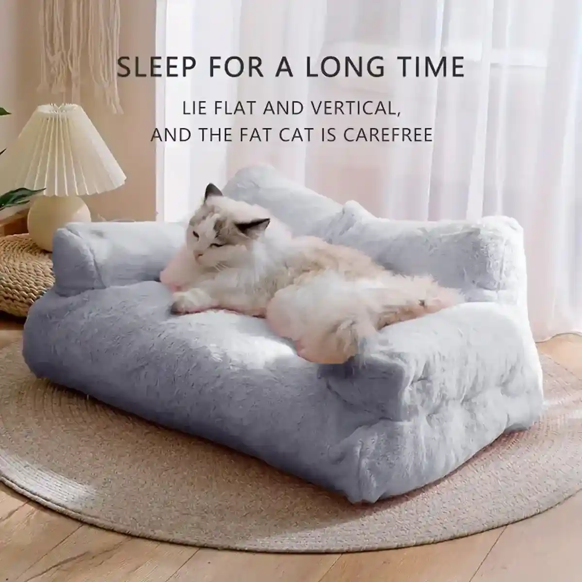 Plush Sofa Cat Bed for Indoor Pets Comfy Nest for Cats & Small Dogs - Image 4