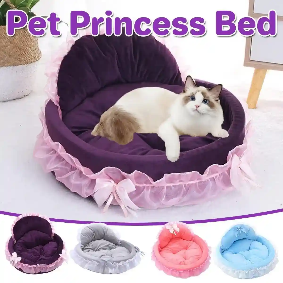 Soft Princess Pet Bed Elegant Lace Design for Cats & Small Dogs - Image 2